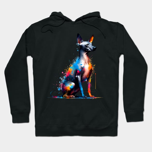 Xoloitzcuintli Depicted in Vivid Splash Art Style Hoodie by ArtRUs